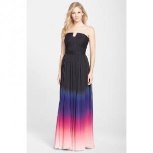 HALSTON HERITAGE - strapless ombré gown